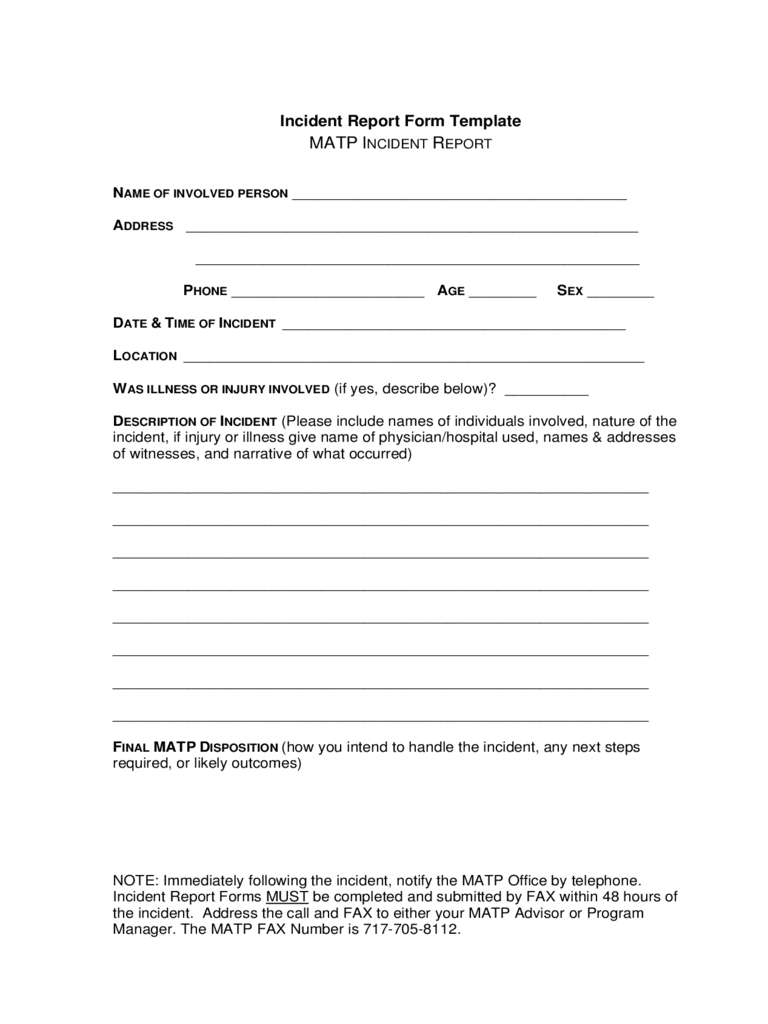 Incident Report Form Template Free Download Throughout Incident Report Form Template Doc