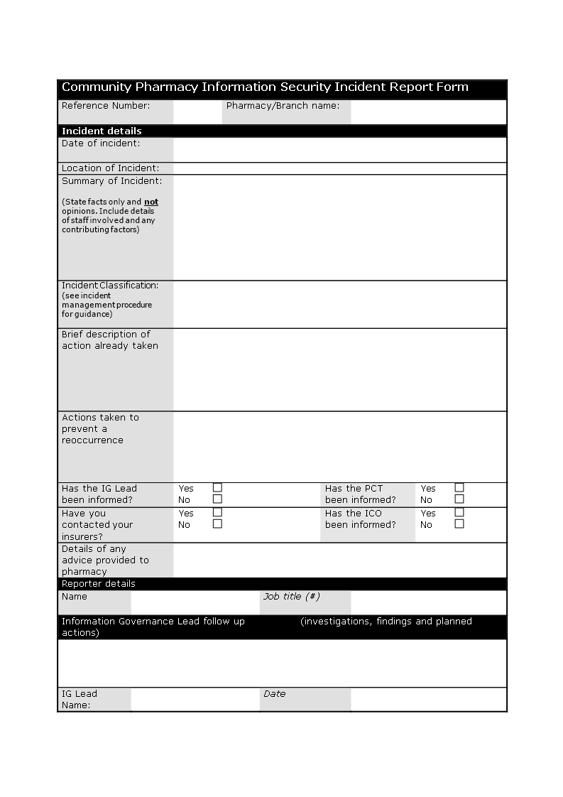 Information Security Incident Report Template | Templates At With Computer Incident Report Template