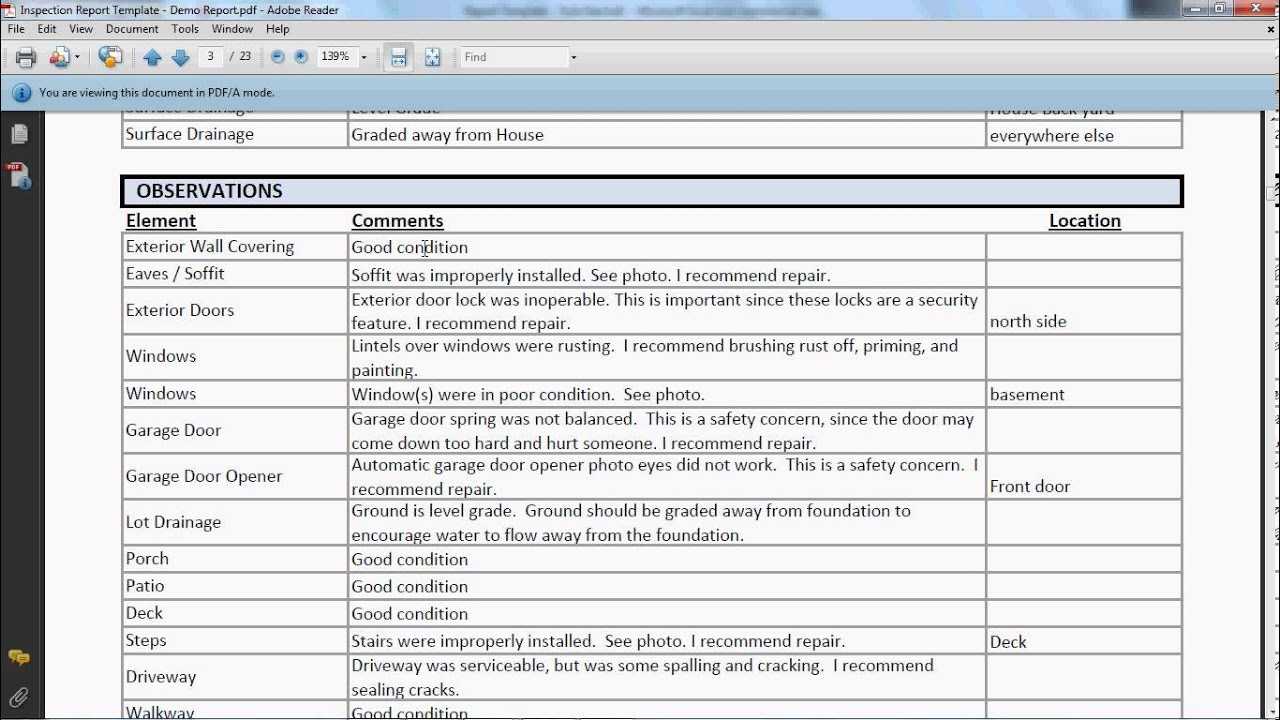 Inspection Report Template – Final Report – Youtube Throughout Drainage Report Template
