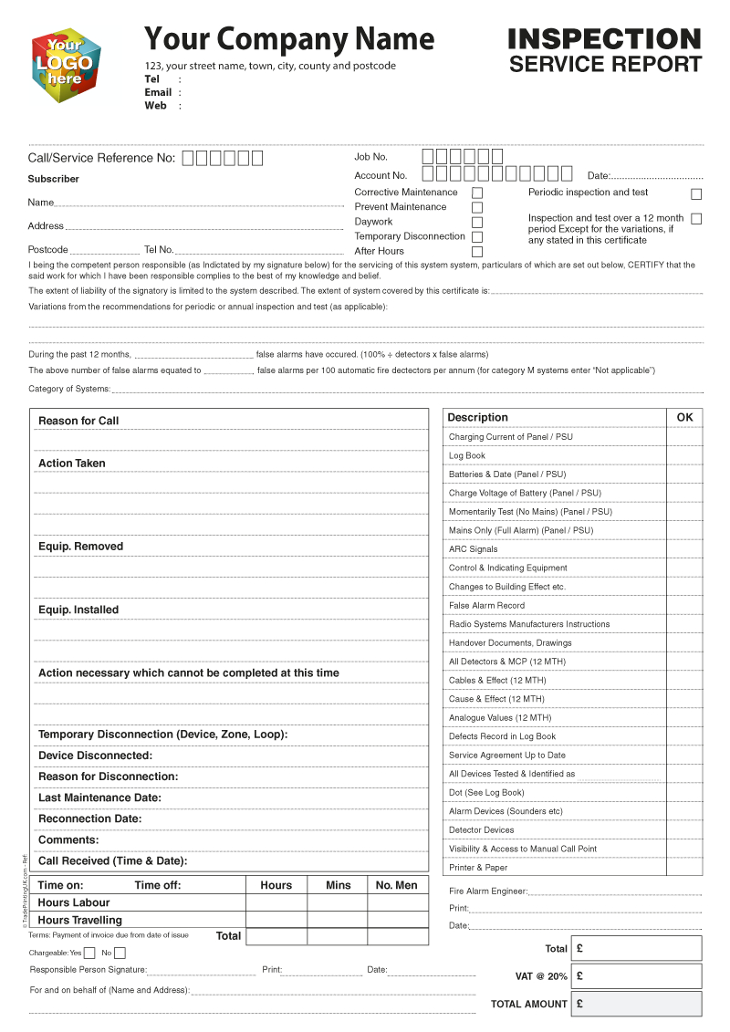 Inspection Service Report Templates For Ncr Print From £40 With Engineering Inspection Report Template