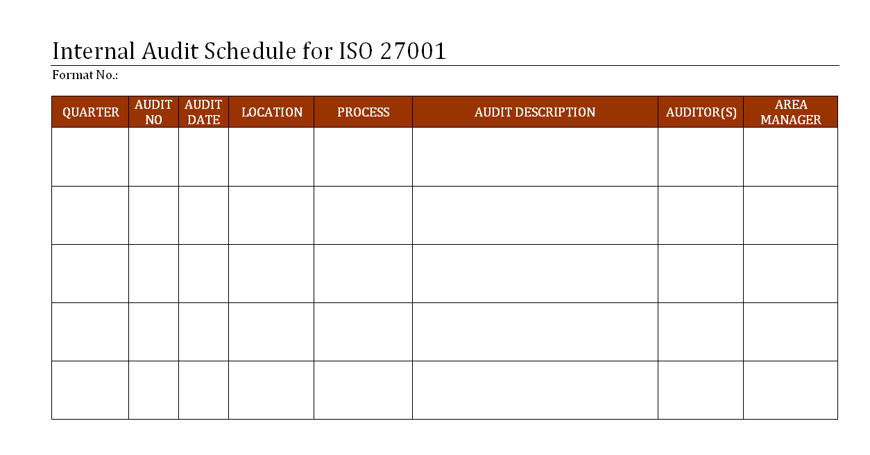 Internal Audit Schedule For Iso 27001 – For Iso 9001 Internal Audit Report Template
