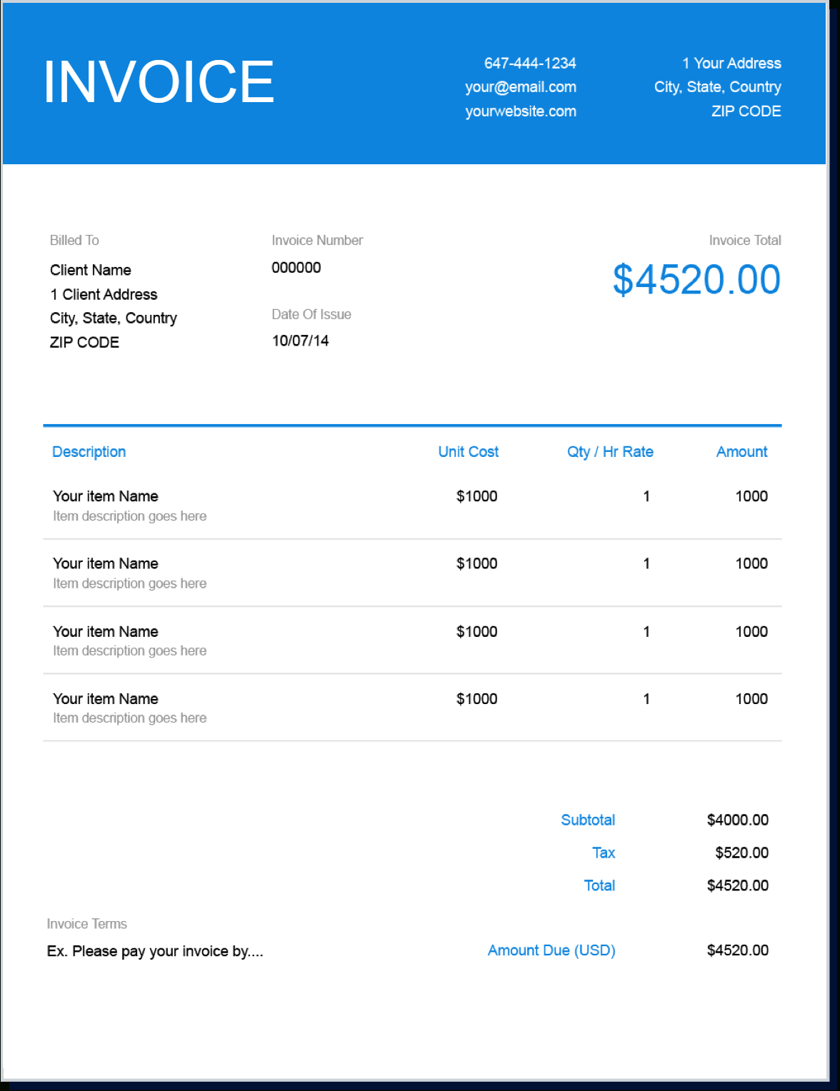 Invoice Template | Create And Send Free Invoices Instantly Within Web Design Invoice Template Word