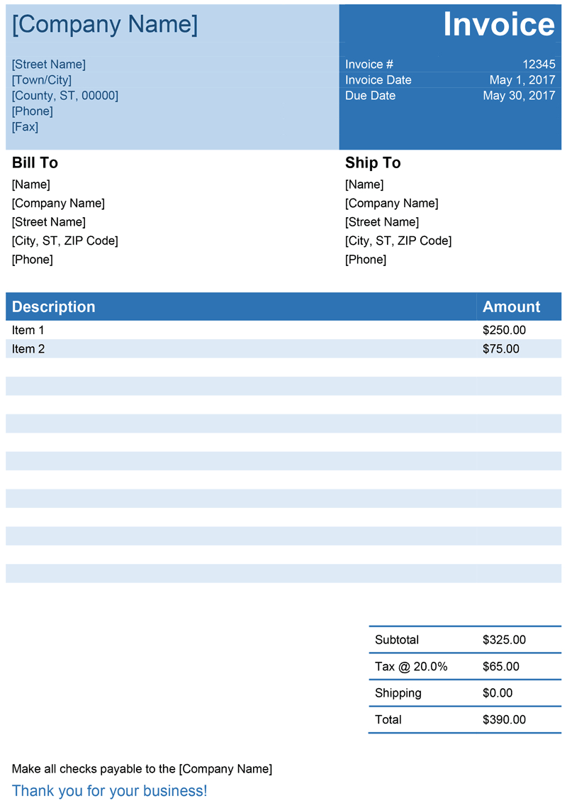Invoice Template For Word - Free Simple Invoice In Microsoft Office Word Invoice Template