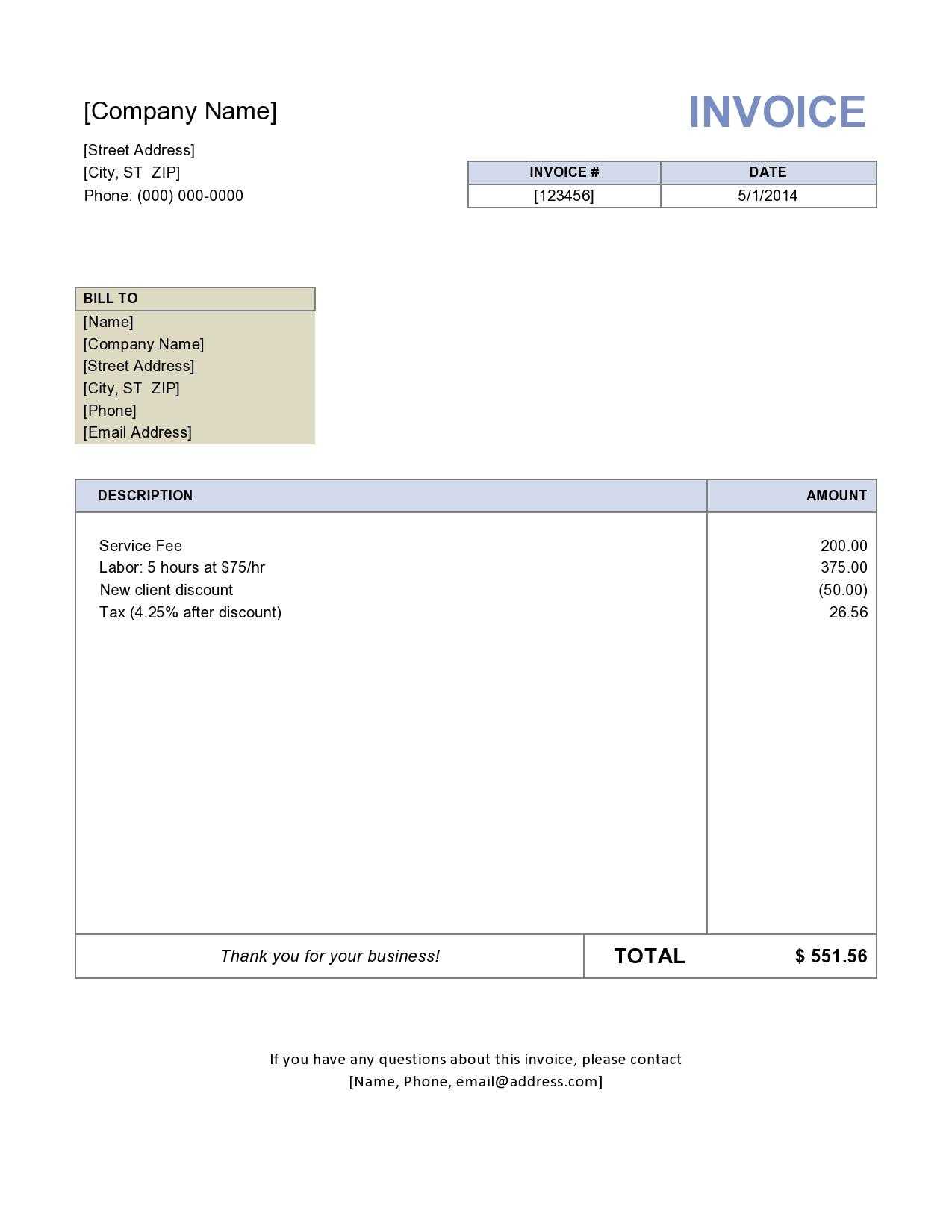 Invoice Template Free | Small Business Invoice Template With Regard To Free Invoice Template Word Mac