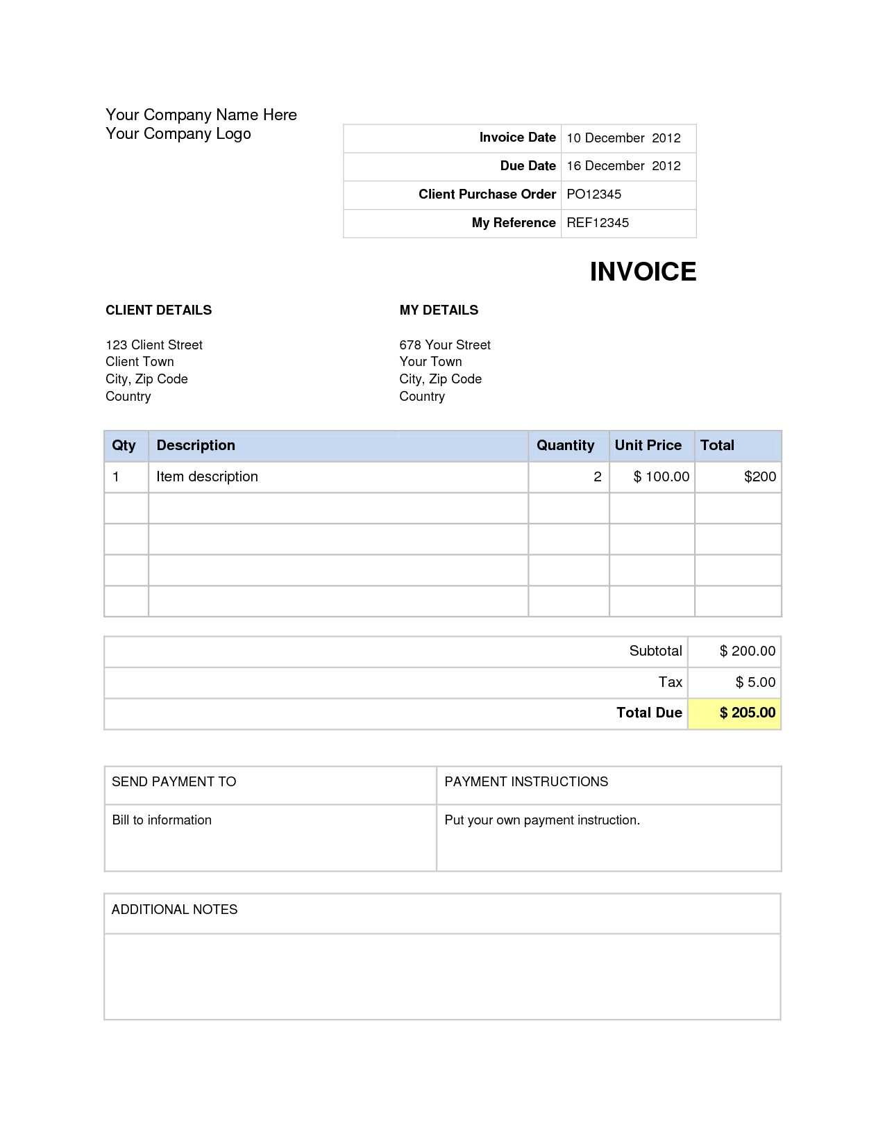 Invoice Template Word 2007 Free Download | Templates Free Inside Microsoft Office Word Invoice Template