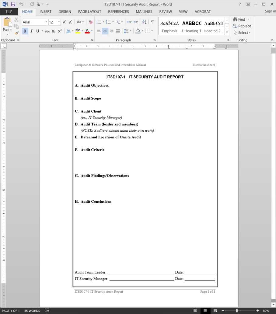 It Security Audit Report Template | Itsd107 1 Intended For Sample Hr Audit Report Template