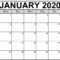 January Printable Calendar 2020 – Blank Templates – 2020 Pertaining To Blank Activity Calendar Template