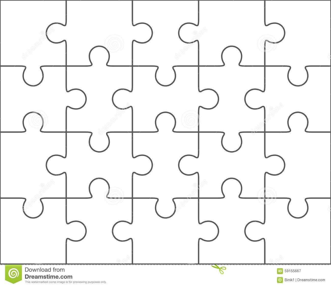 Jigsaw Puzzle Blank Template 4X5, Twenty Pieces Stock Within Blank Jigsaw Piece Template