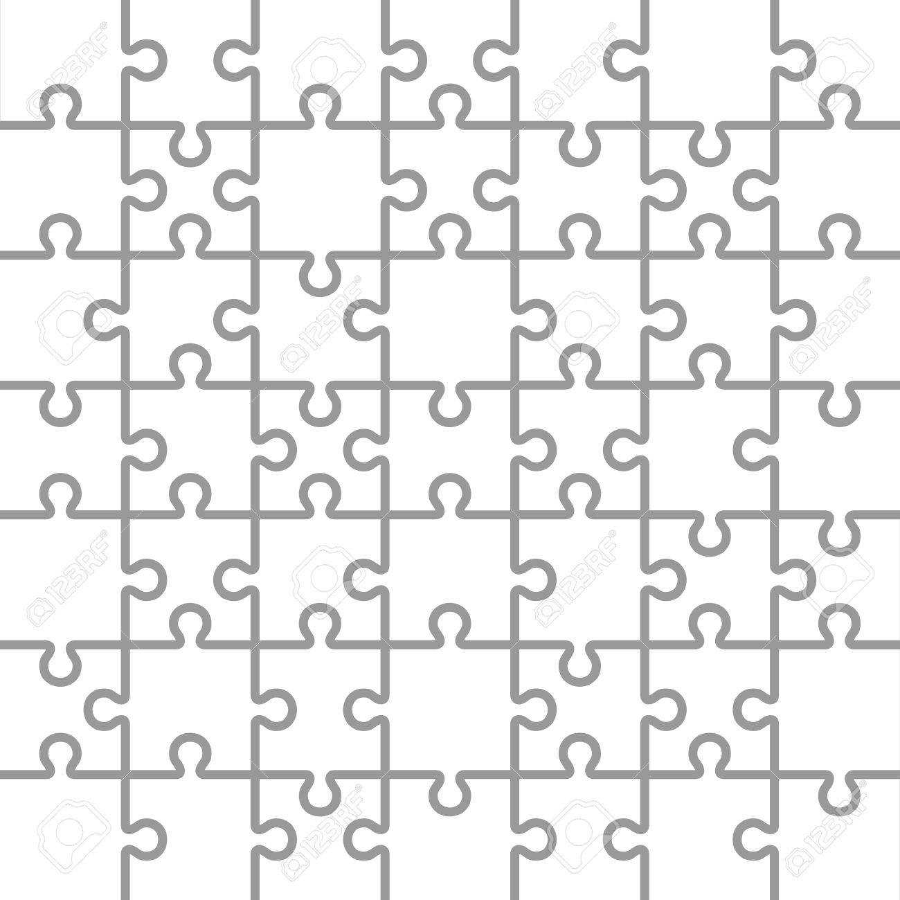 Jigsaw Puzzle White Blank Parts Template. 7X7 Pieces. Within Blank Jigsaw Piece Template