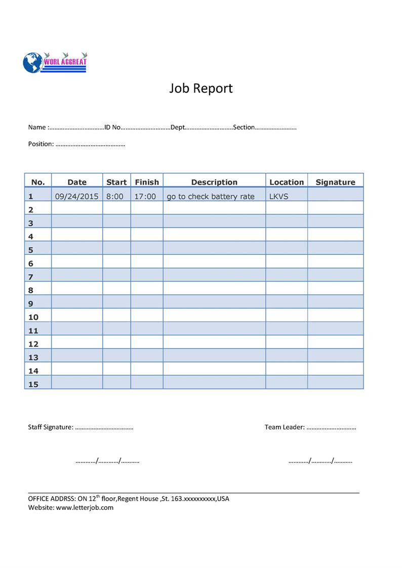 Jop Tips | 工作技巧 | 작업 팁: Daily Job Report Template For Daily Work Report Template
