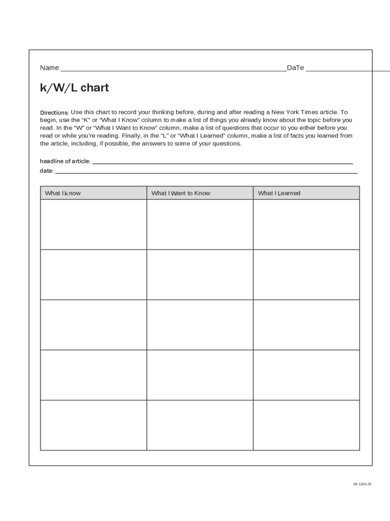 Kwl Chart – 3 Free Templates In Pdf, Word, Excel Download With Kwl Chart Template Word Document