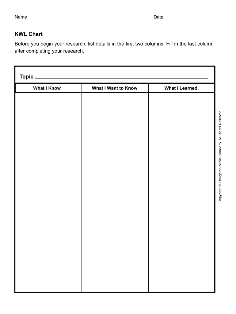 Kwl Chart Pdf - Fill Online, Printable, Fillable, Blank Within Kwl Chart Template Word Document