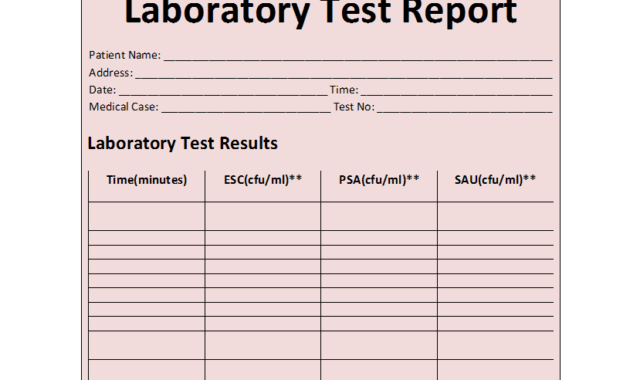 Laboratory Test Report Template for Test Result Report Template