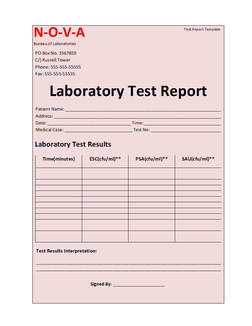 Laboratory Test Report Template With Regard To Test Template For Word