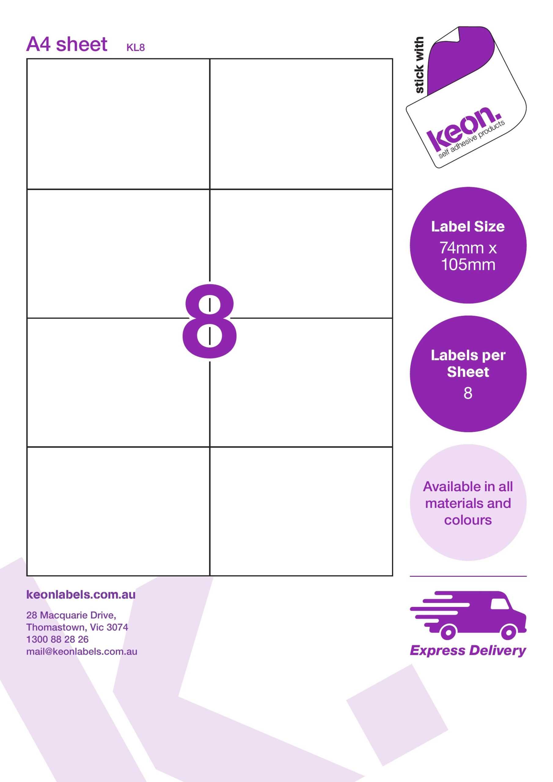 Laser & Inkjet Printer Labels 8 Per Page 500 Sheets Per Box R63 Inside Labels 8 Per Sheet Template Word