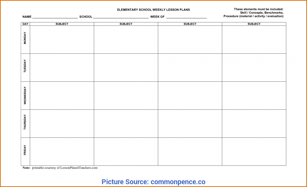 Lesson Planning Book Template – Common – Ota Tech With Teacher Plan Book Template Word