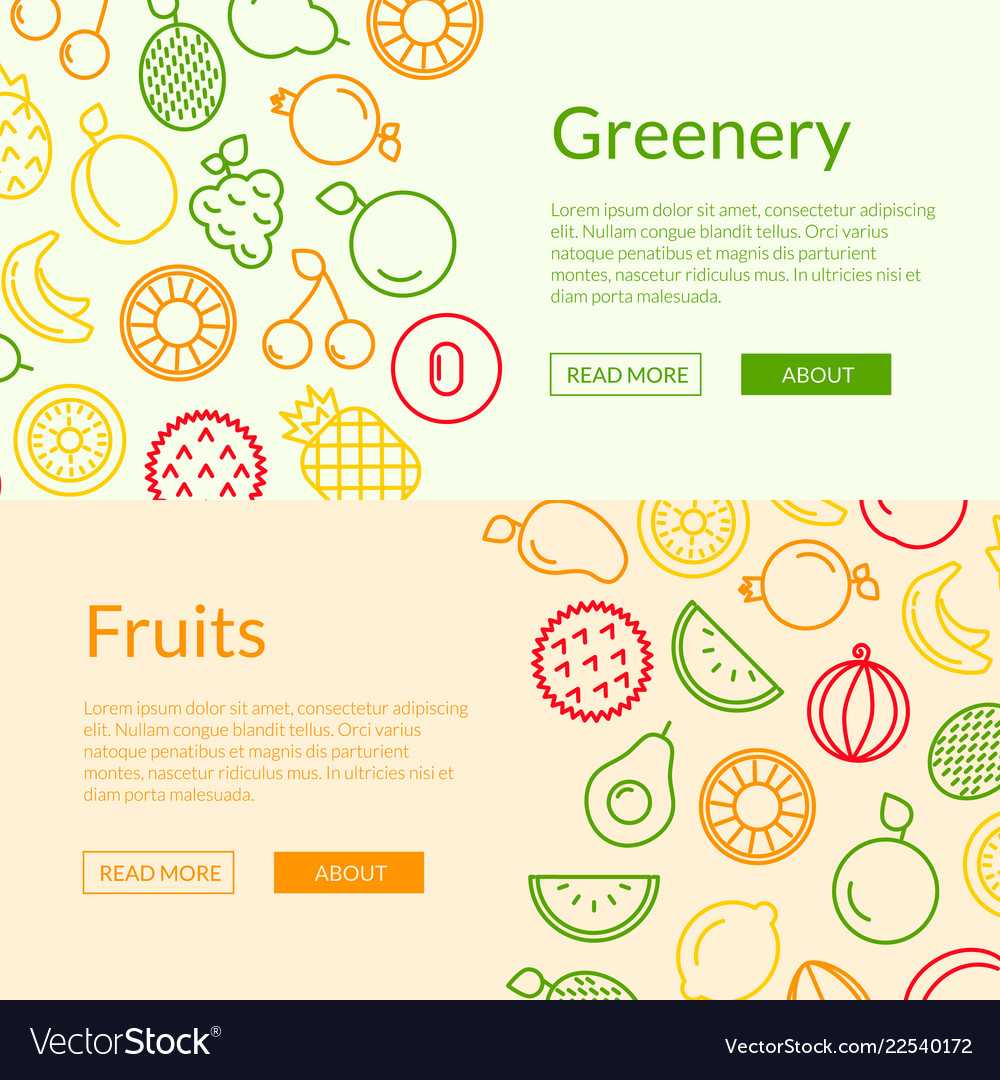 Line Fruits Icons Web Banner Templates Within Free Website Banner Templates Download