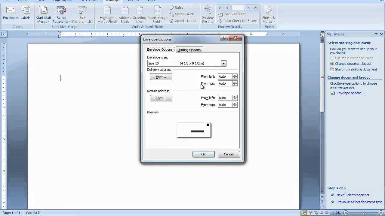 Mail Merge Envelopes In Word 2007 Or Word 2010 Intended For How To Create A Mail Merge Template In Word 2010