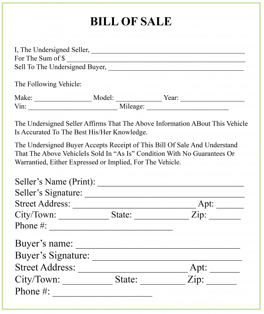 Maine Bill Of Sale Form For Dmv, Car, Boat – Pdf & Word Throughout Car Bill Of Sale Word Template