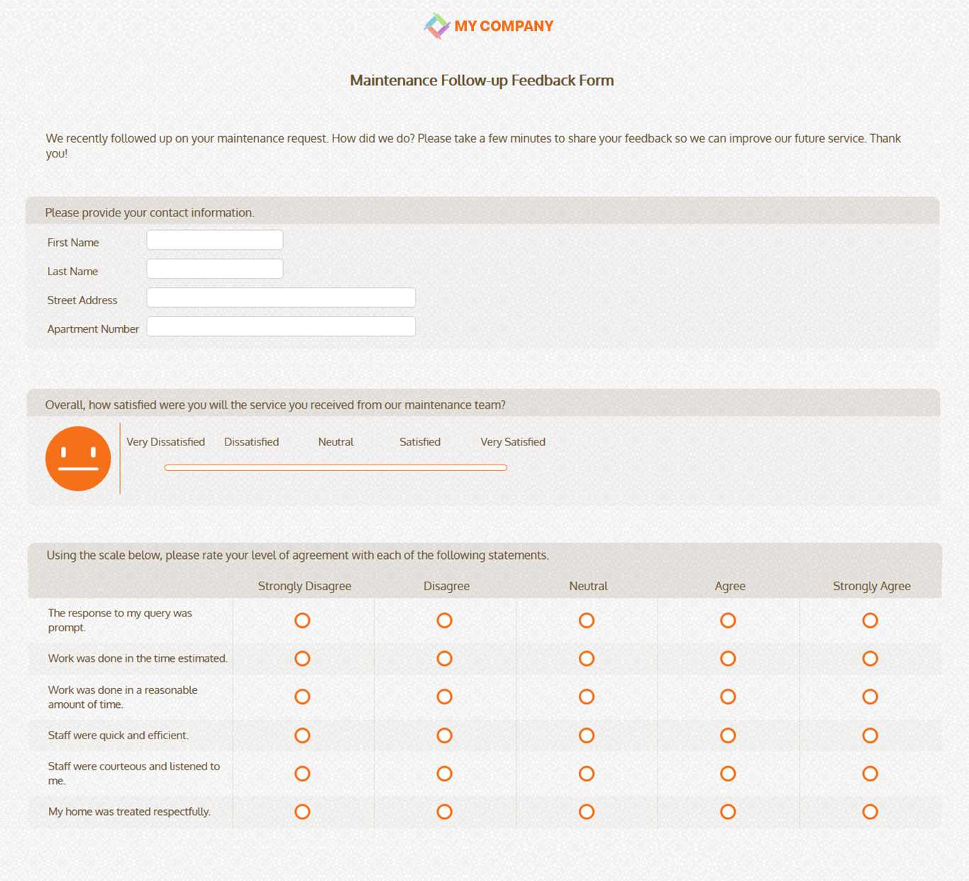 Maintenance Follow Up Feedback Form Template & Questions Within Poll Template For Word
