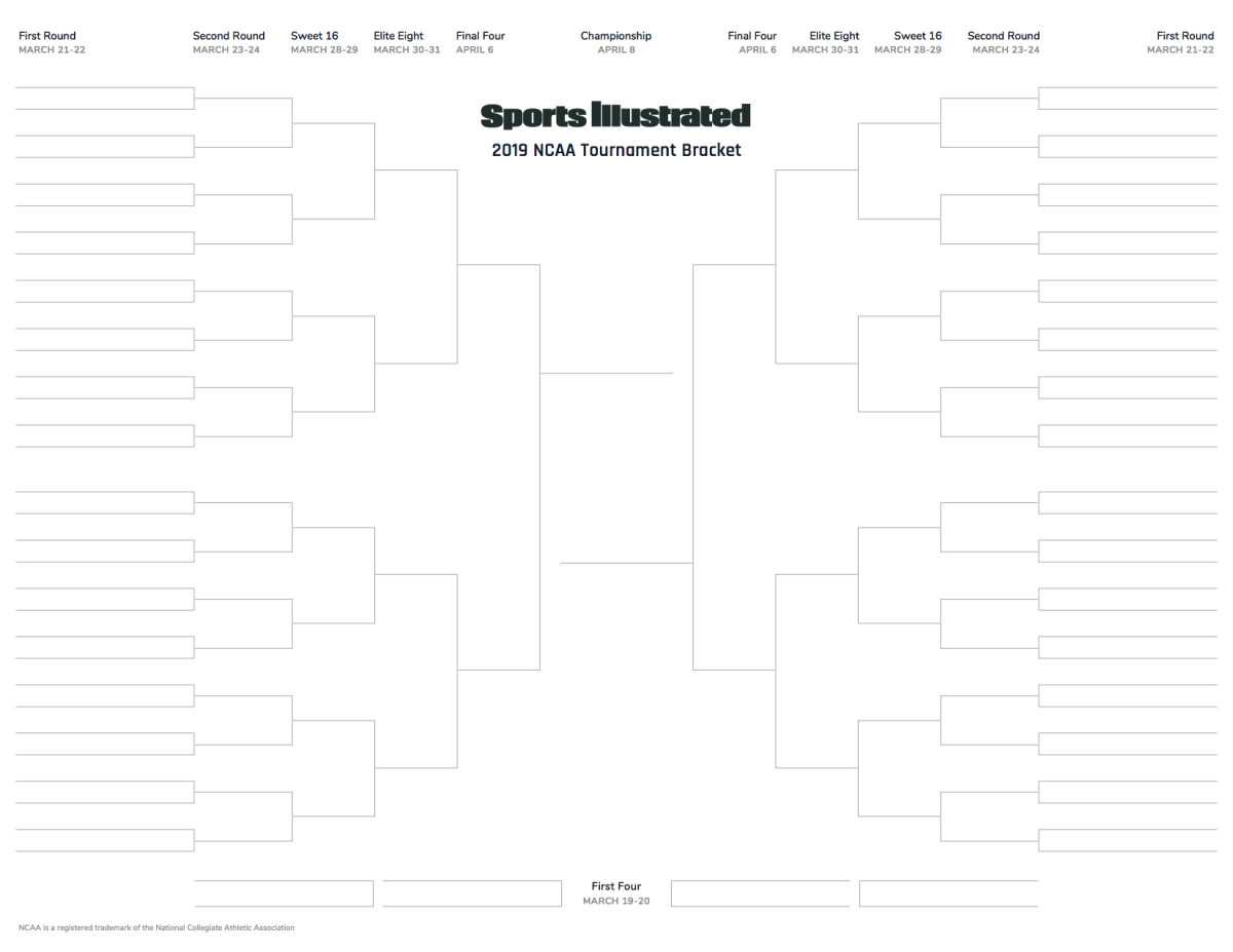 March Madness 2019 Printable Blank Bracket For Ncaa For Blank Ncaa Bracket Template