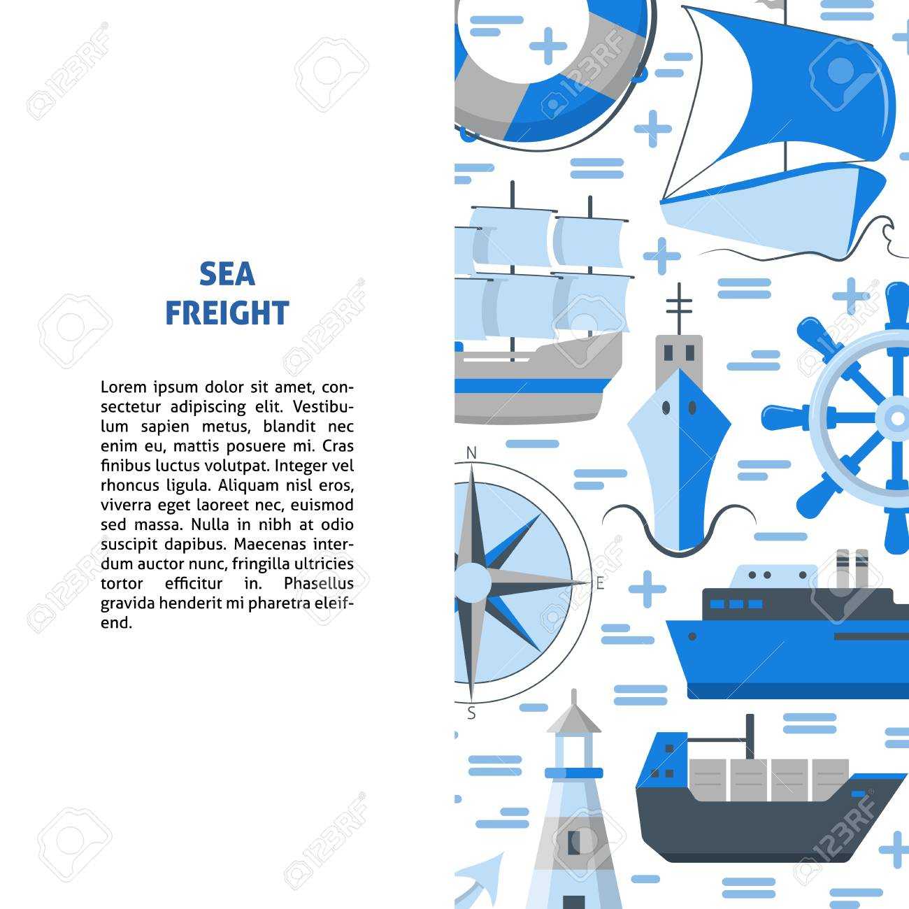 Marine Banner Or Poster Template With Place For Text. Ships And.. Pertaining To Nautical Banner Template