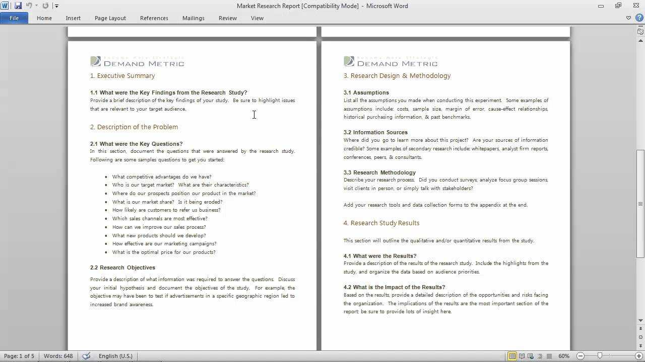 Market Research Report Template For Market Research Report Template