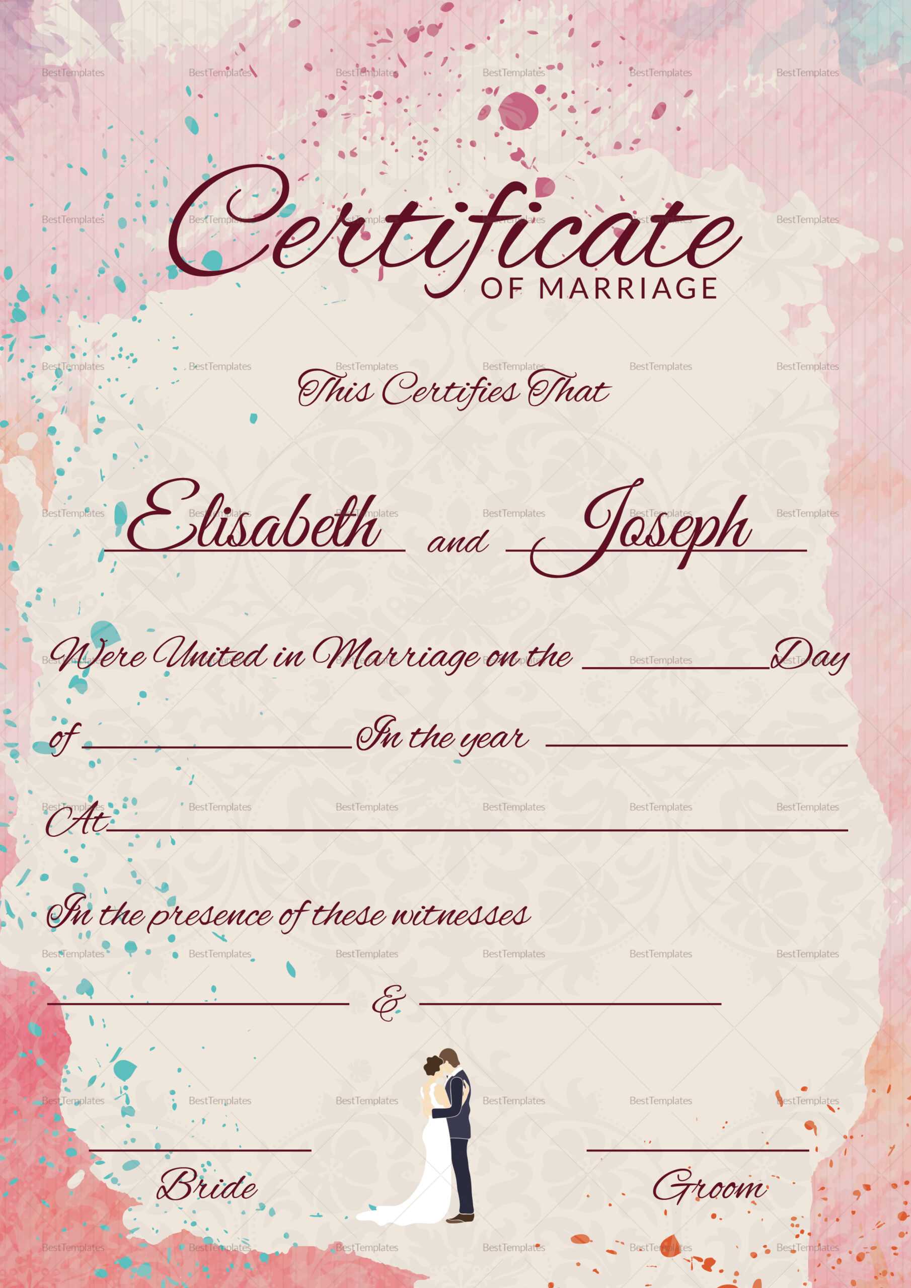 Marriage Certificate Design – Yeppe.digitalfuturesconsortium Inside Blank Marriage Certificate Template