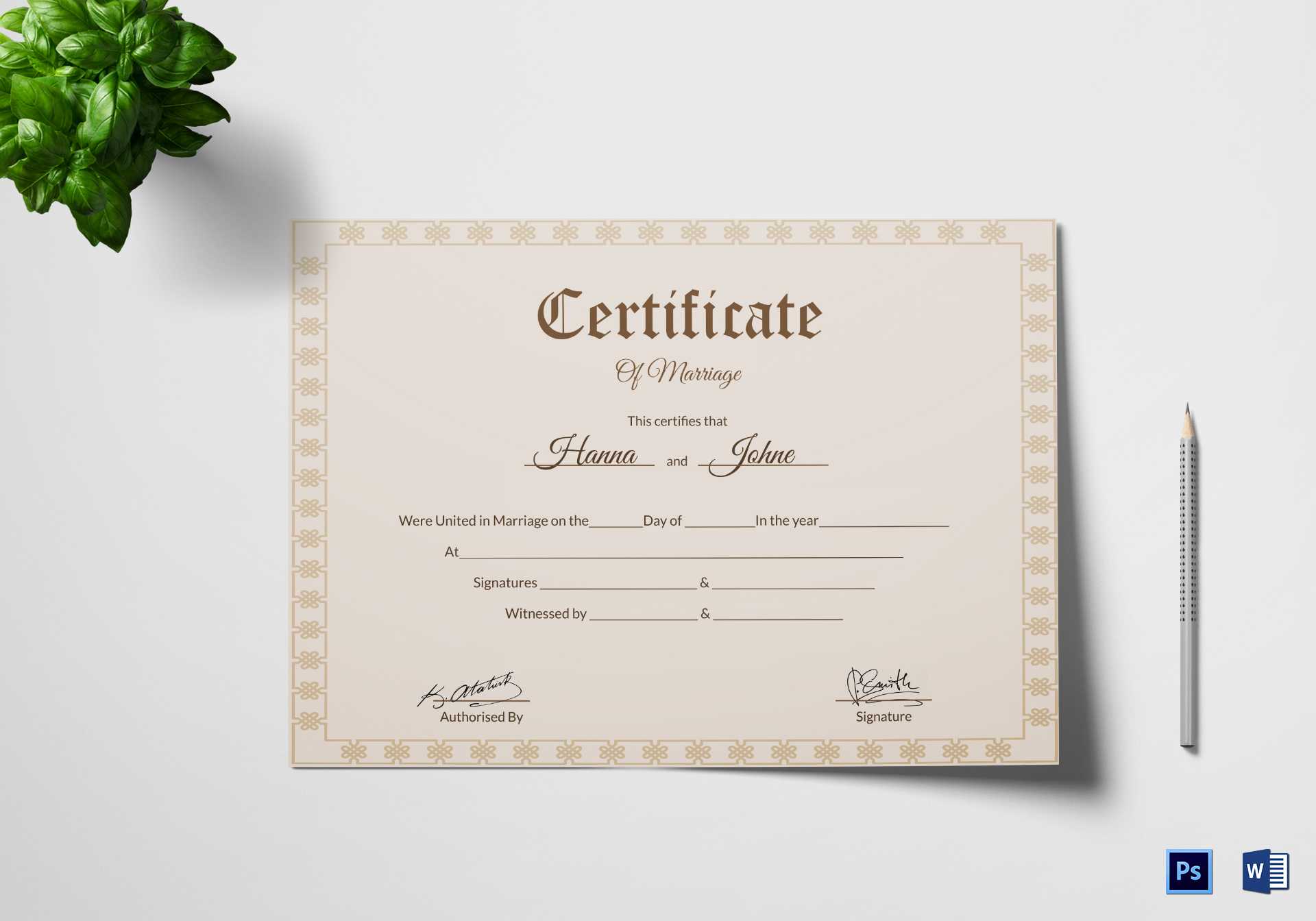 Marriage Certificate Design – Yeppe.digitalfuturesconsortium Throughout Blank Marriage Certificate Template