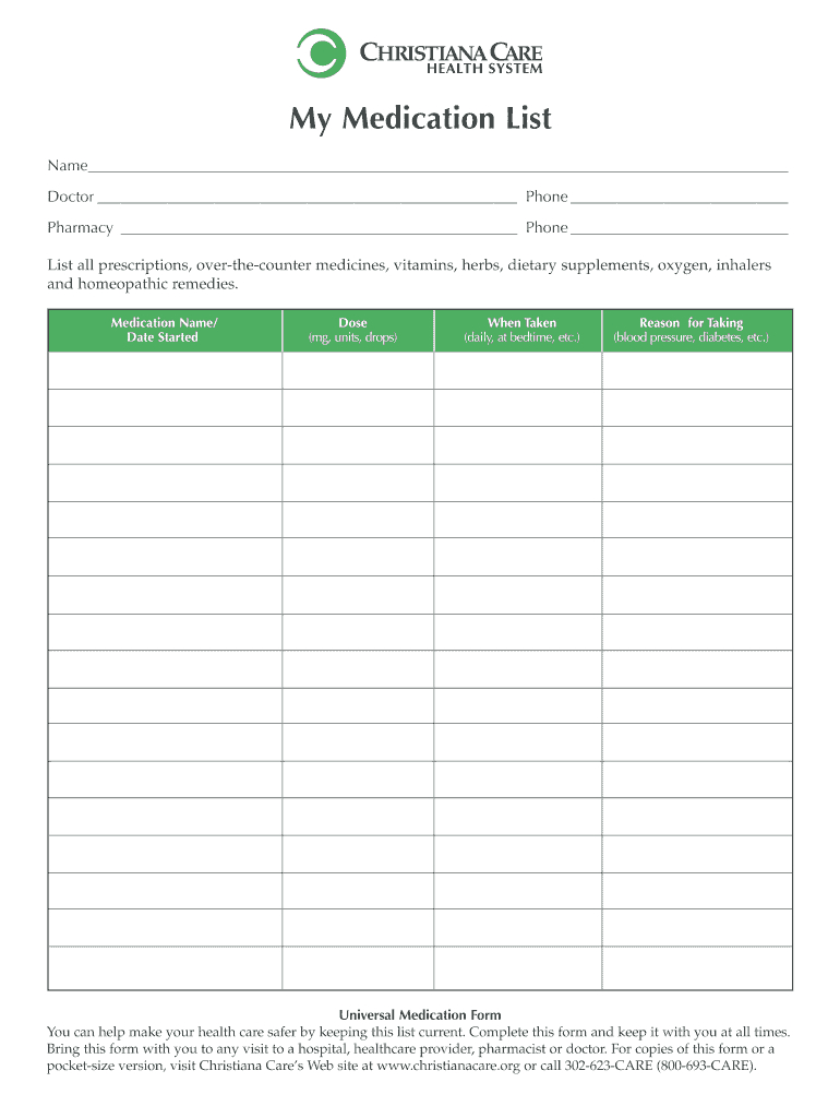 Medication List Form – Calep.midnightpig.co With Regard To Blank Medication List Templates