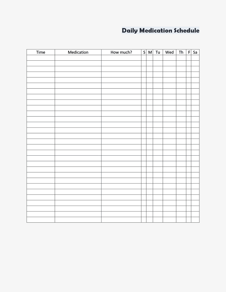Medicine Schedule Templates – Dalep.midnightpig.co Pertaining To Blank Medication List Templates