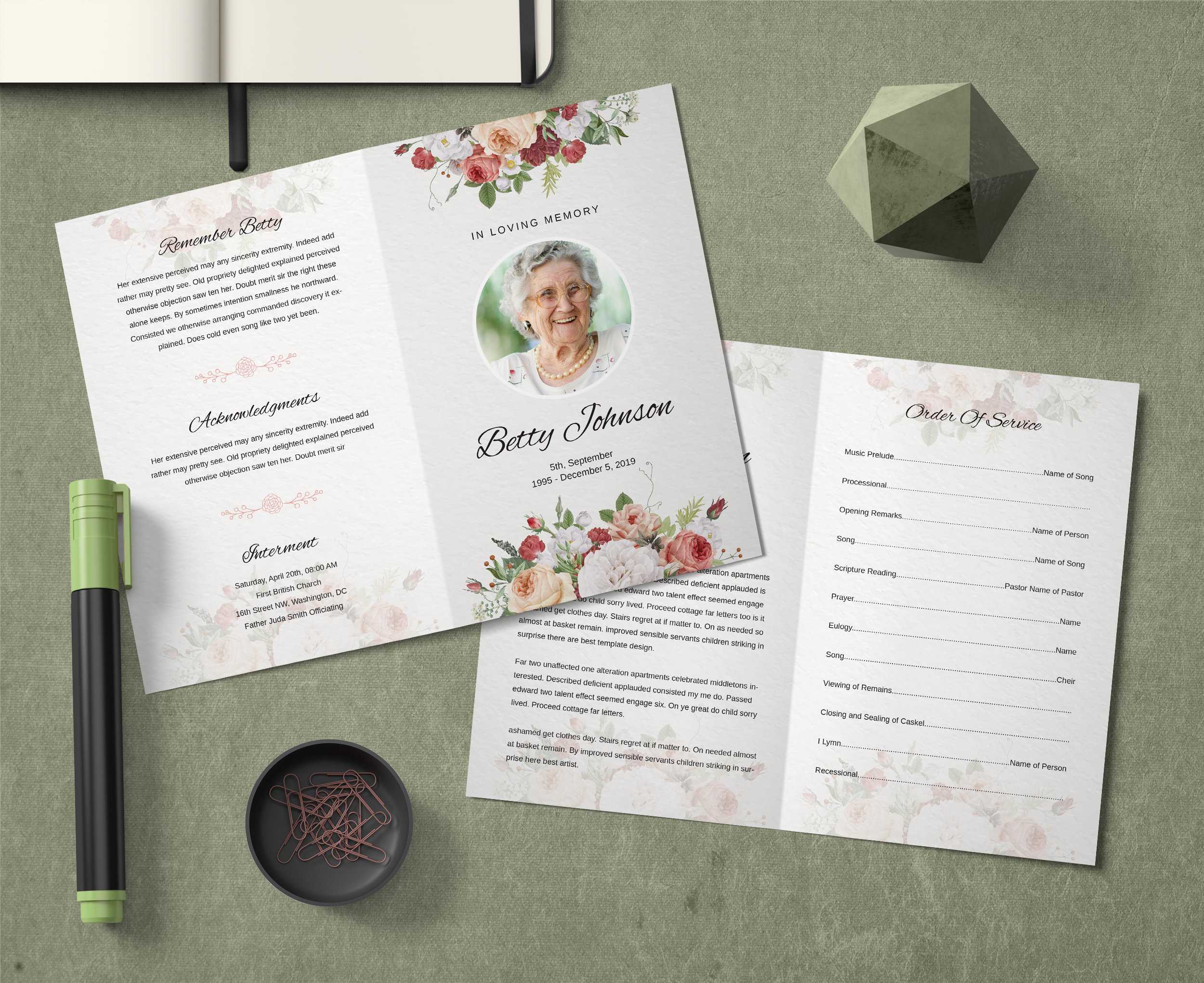 Memorial Funeral Program Template | Obituary Template | Photoshop ,  Photoshop Elements And Ms Word Template | Instant Download–Fp 055 Regarding Obituary Template Word Document