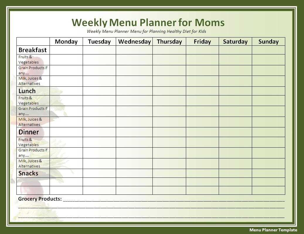 Menu Planner Template | Free Printable Word Templates, With Regard To Meal Plan Template Word