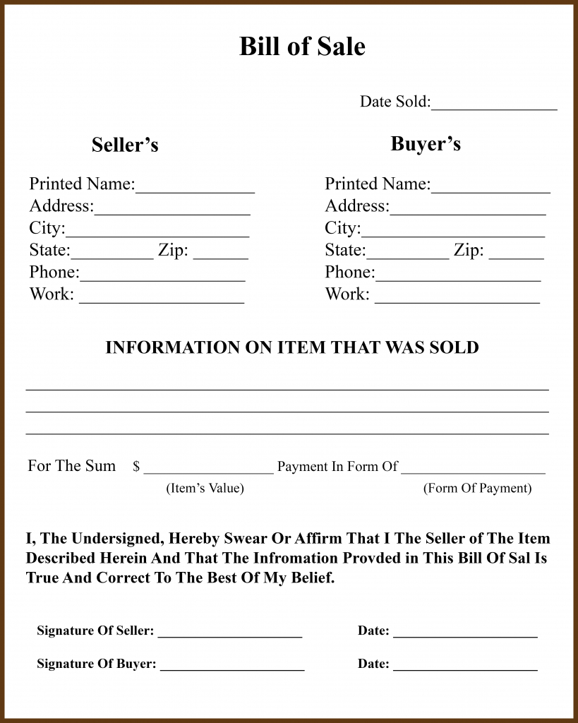 Michigan Bill Of Sale Form For Dmv, Car, Boat – Pdf & Word Pertaining To Vehicle Bill Of Sale Template Word