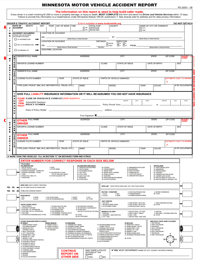 Minnesota Accident Report – Fill Out And Sign Printable Pdf Template |  Signnow With Vehicle Accident Report Template