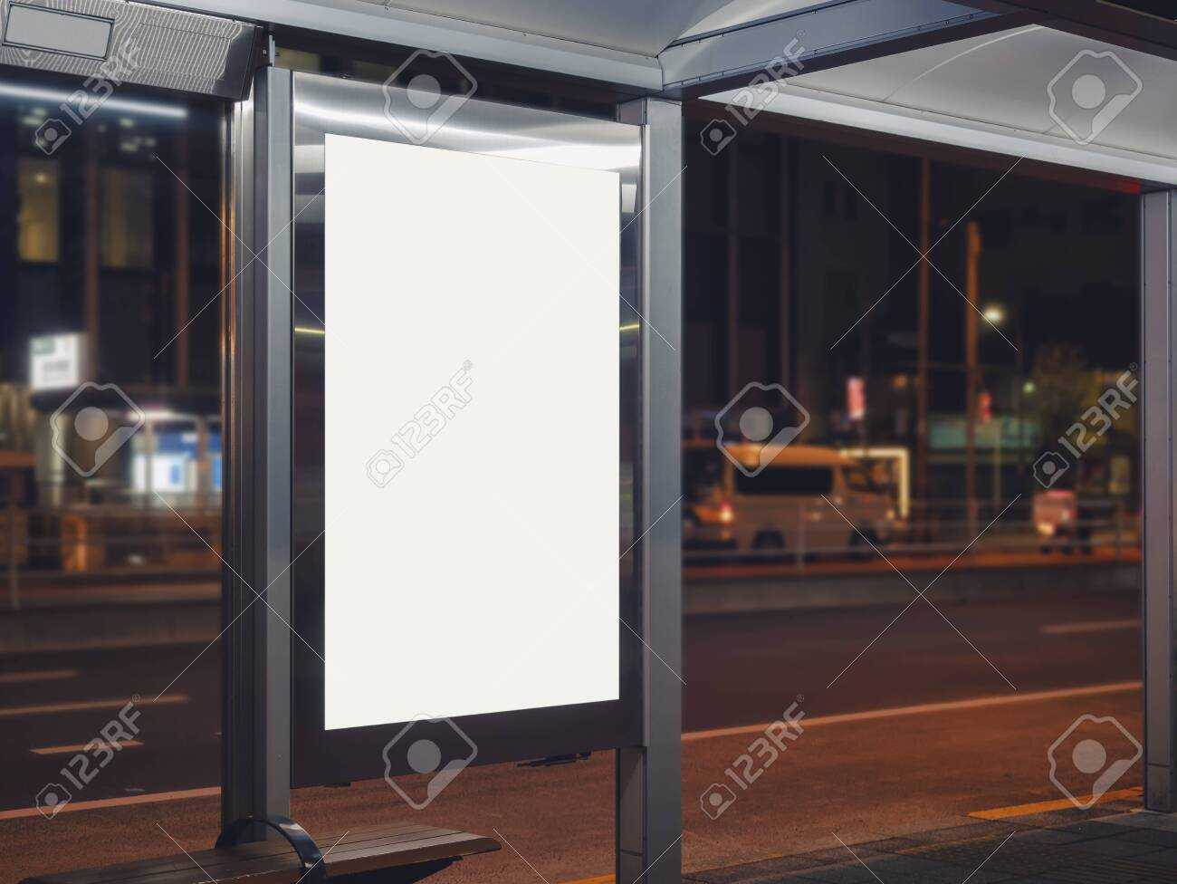 Mock Up Billboard Banner Template At Bus Shelter Media Outdoor.. Within Street Banner Template