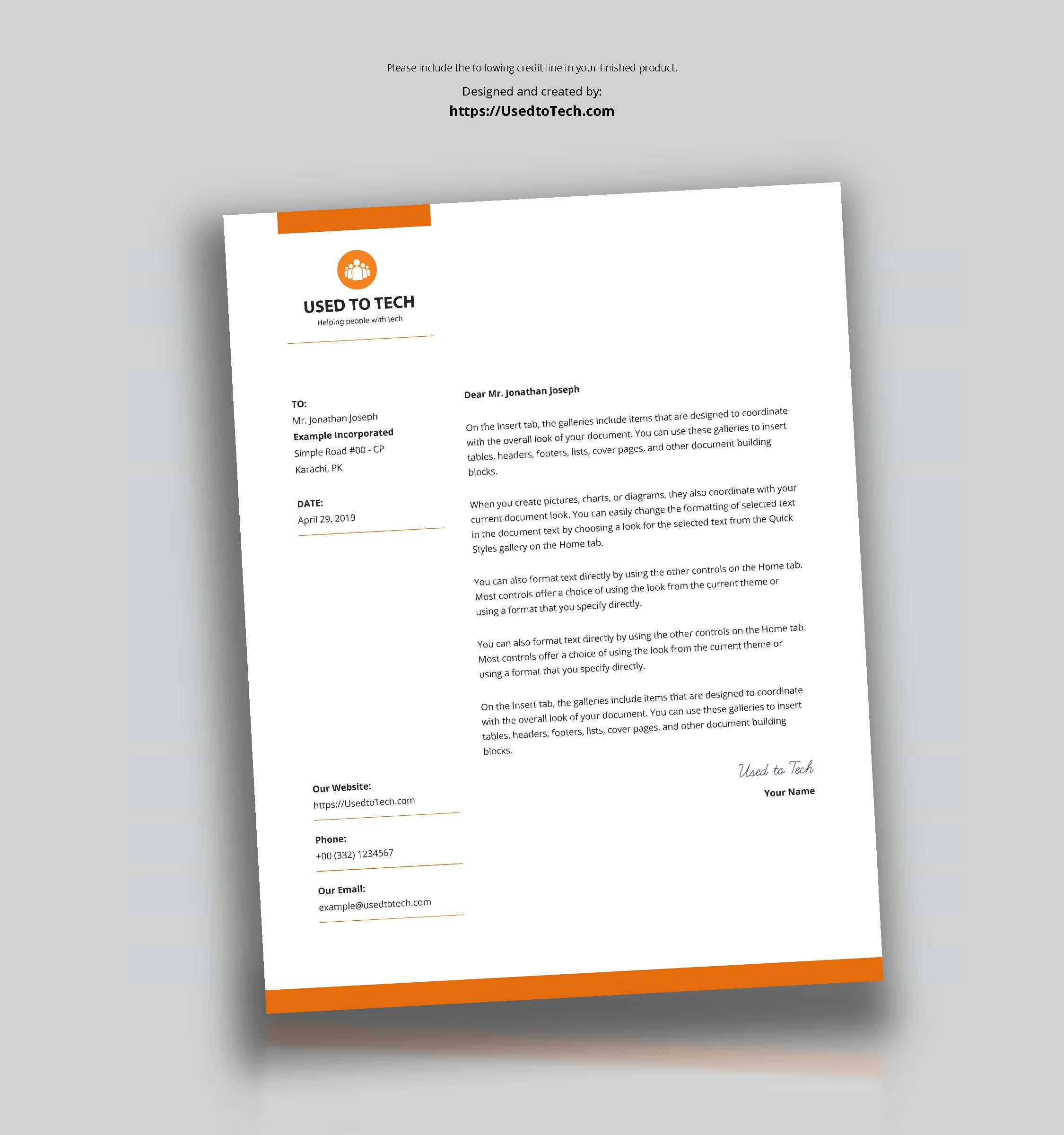 Modern Letterhead Template In Microsoft Word Free - Used To Tech For Free Letterhead Templates For Microsoft Word