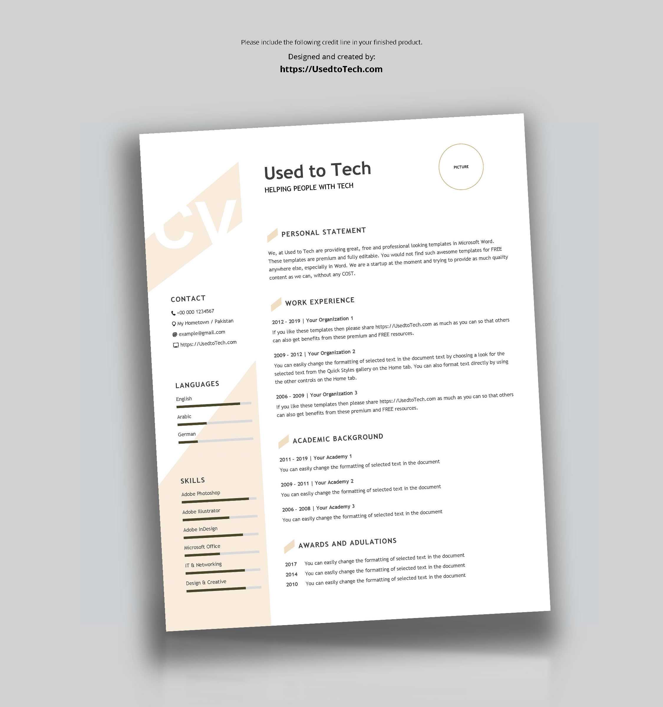 Modern Resume Template In Word Free – Used To Tech For Free Resume Template Microsoft Word