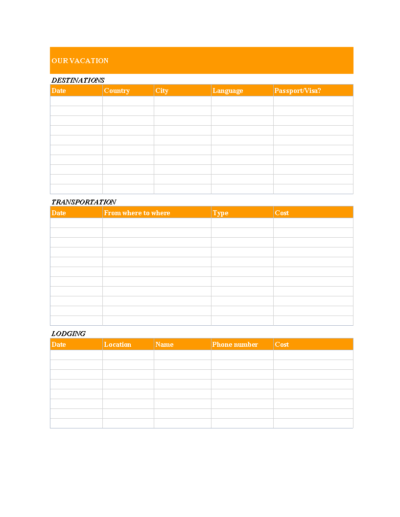 Multi Country Travel Itinerary | Templates At In Blank Trip Itinerary Template