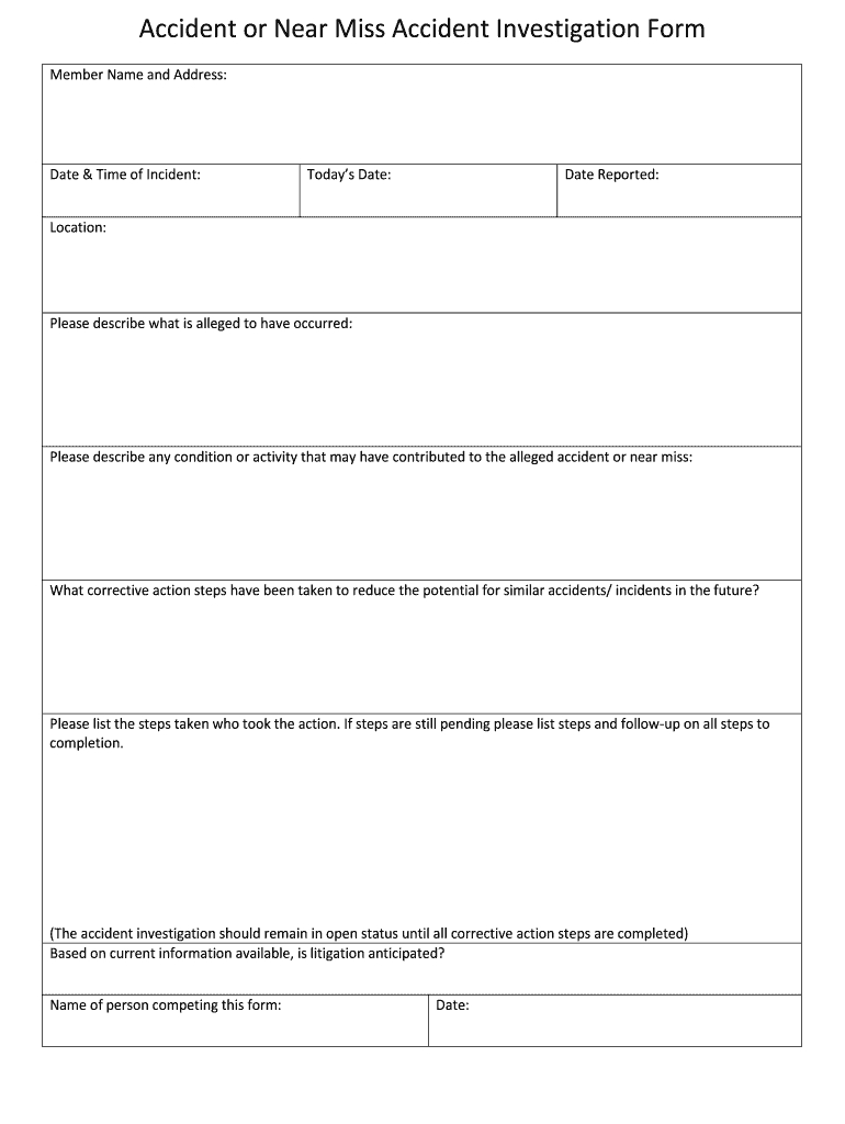 Near Miss Report Template Word – Fill Online, Printable In Near Miss Incident Report Template