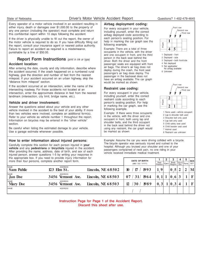 Nebraska Department Of Motor Vehicles Accident Report – Fill With Regard To Vehicle Accident Report Form Template