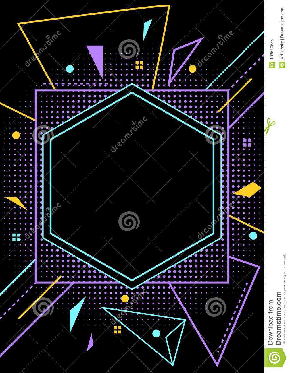 Neon Style Blank Party Flyer Layout Stock Vector Inside Blank Templates For Flyers