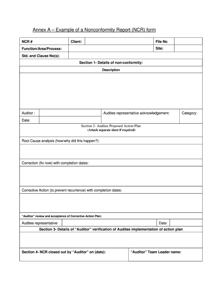 Non Conformance Report Form Template – Dalep.midnightpig.co Pertaining To Non Conformance Report Form Template