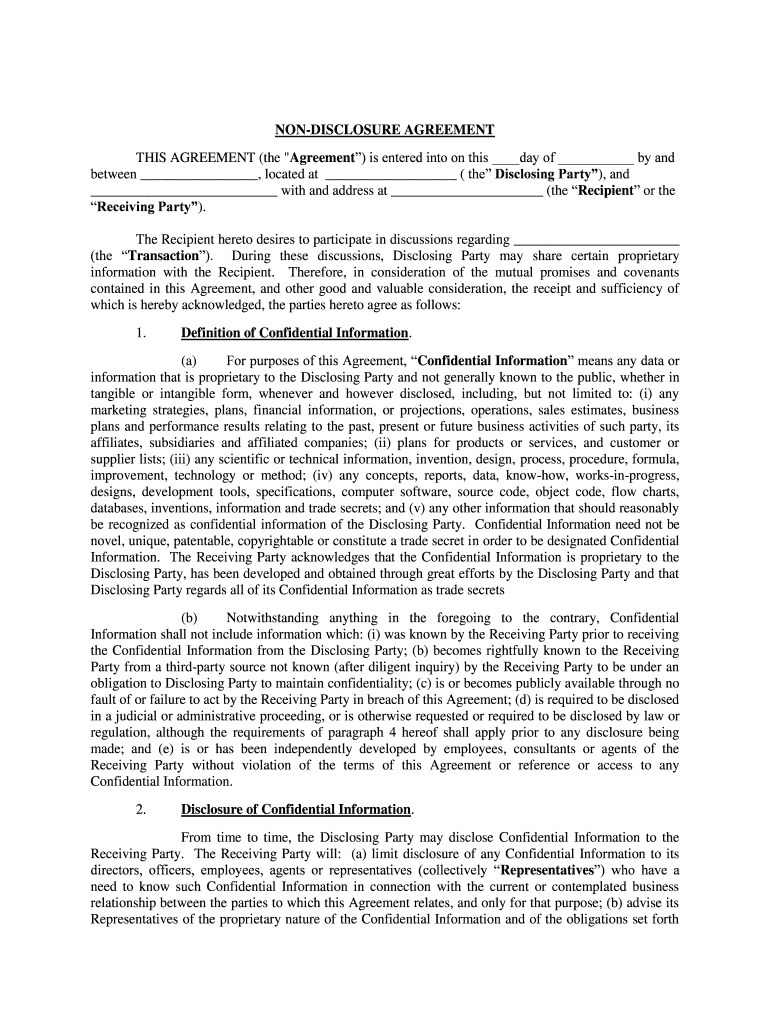 Non Disclosure Agreement Templates – Fill Online, Printable Within Nda Template Word Document
