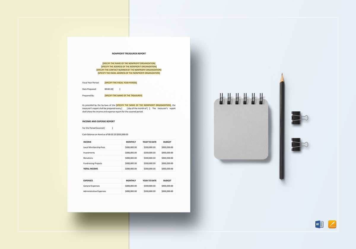 Non Profit Treasurer Report Template Within Treasurer Report Template Non Profit