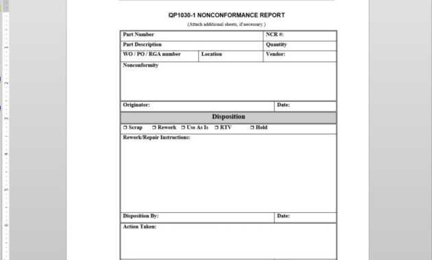 Nonconformance Report Iso Template | Qp1030-1 intended for Non Conformance Report Template