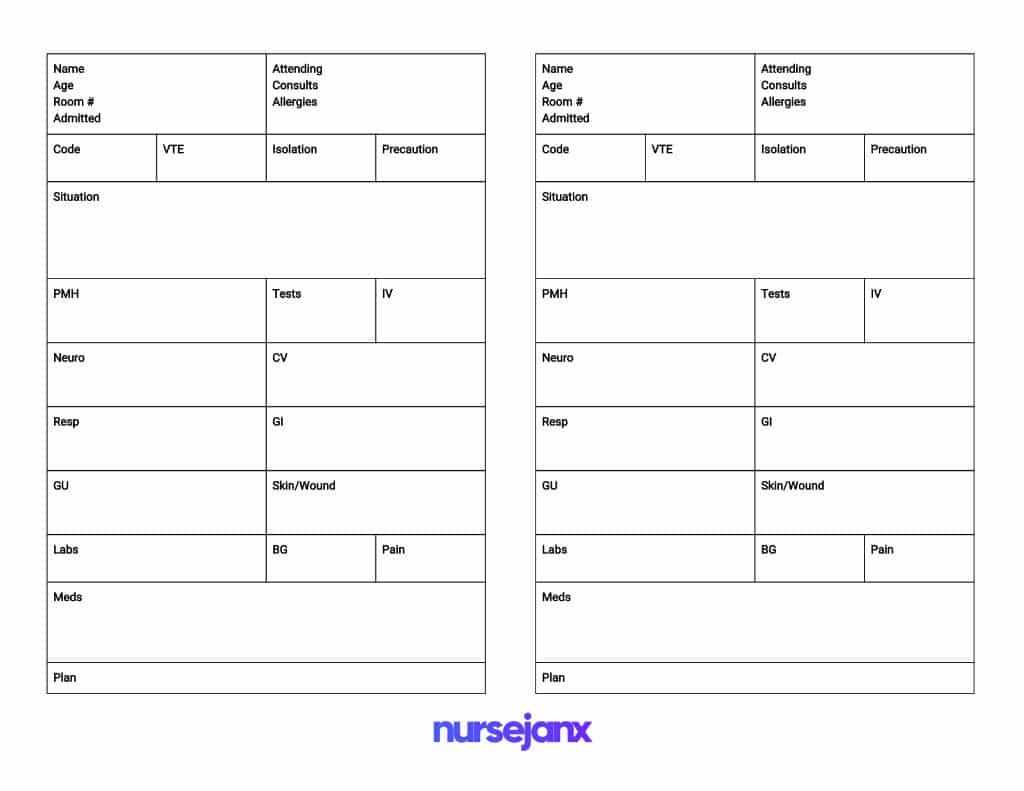 Nurse Brain Worksheet | Printable Worksheets And Activities For Nursing Report Sheet Templates
