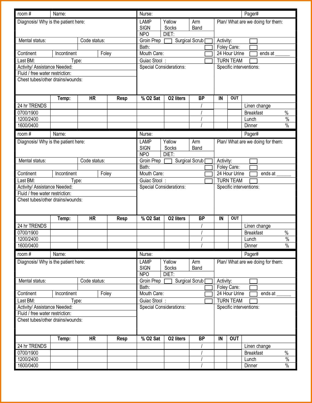 Nursing Templates For Report – Dalep.midnightpig.co With Charge Nurse Report Sheet Template