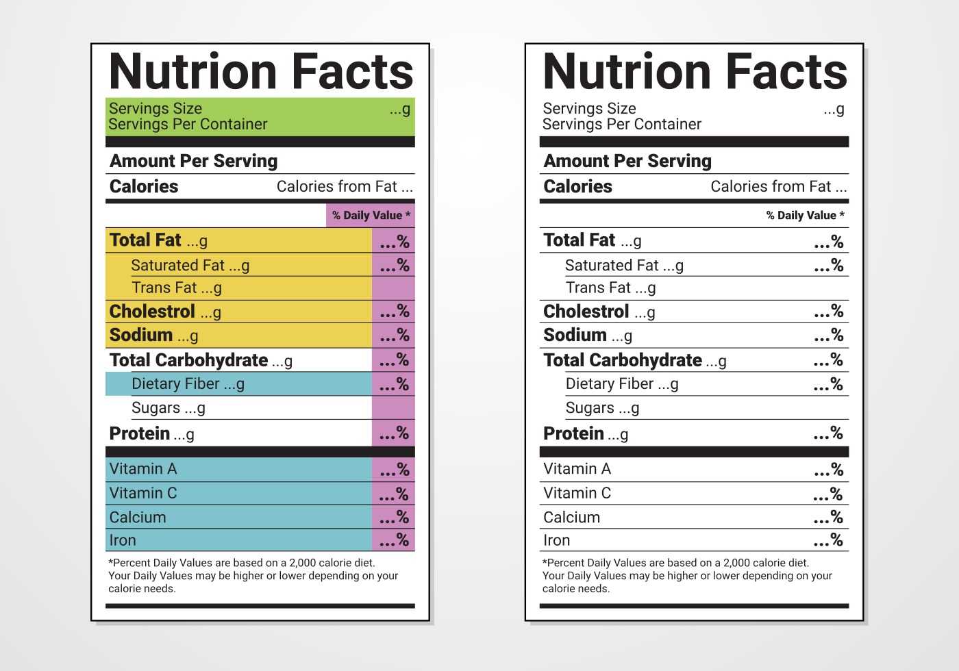 Nutrition Facts Label Vector Templates - Download Free Inside Nutrition Label Template Word