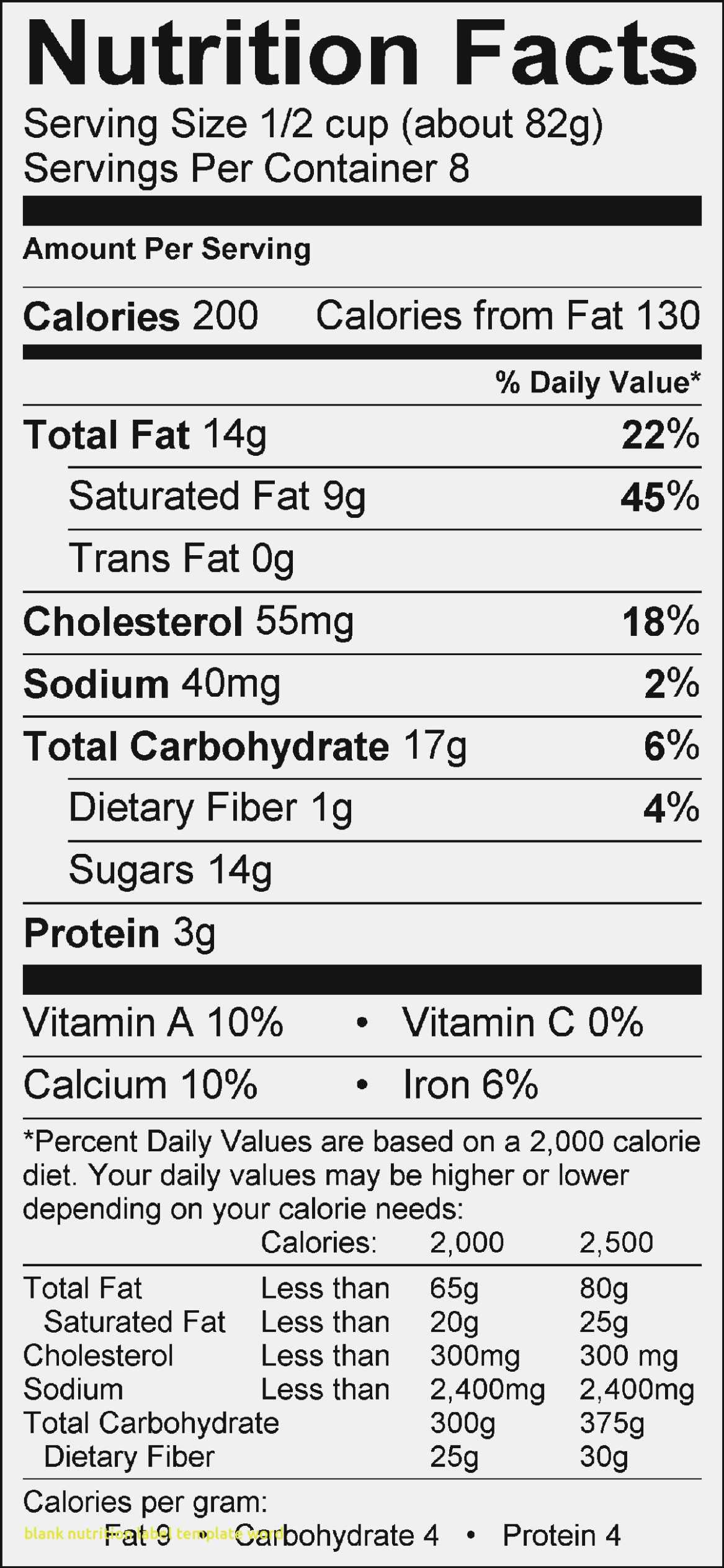 Nutrition Label Template Word – Calep.midnightpig.co Regarding Food Label Template Word